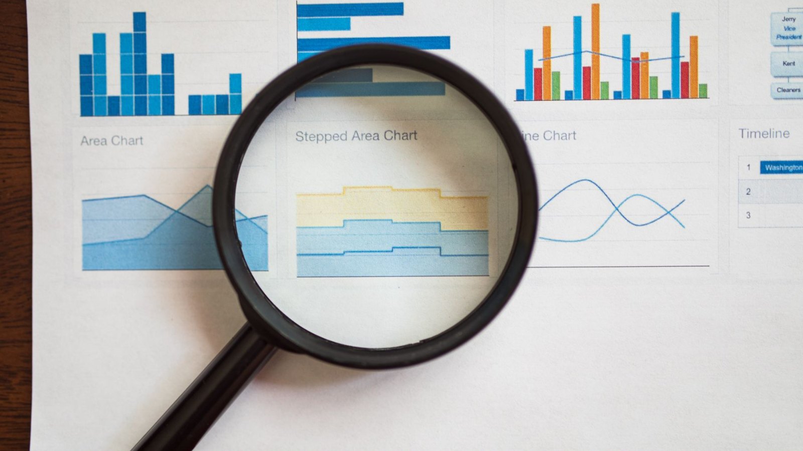 Qué incluye una auditoría SEO gratuita (y de qué desconfiar si no la incluye) 1 Lupa sobre gráficos de datos, revisión de una auditoría SEO